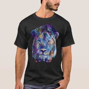 Lion farbenfrohe Löwenwand abstrakte Malkleuchte T-Shirt