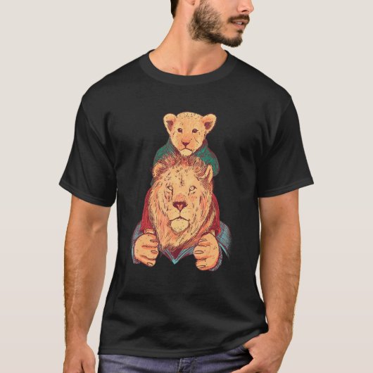Lion Father Son Zoo Animals Children Lions T-Shirt (Vorderseite)