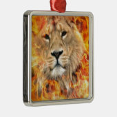 Lion Fire Digital Art Silbernes Ornament (Rechts)