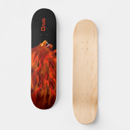 Lion Fire Flames Custom Skateboard (Vorderseite)