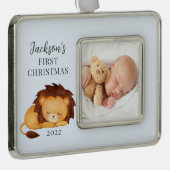 Lion First Christmas Foto Rahmen-Ornament Silber (Rechts)