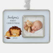 Lion First Christmas Foto Rahmen-Ornament Silber (Vorderseite)