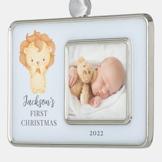 Lion First Christmas Foto Weihnachtsschmuck Rahmen-Ornament Silber (Links)