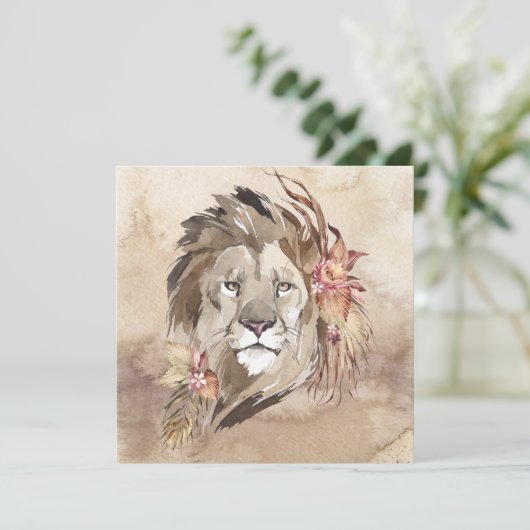 Lion Floral Card (Stehend Vorderseite)