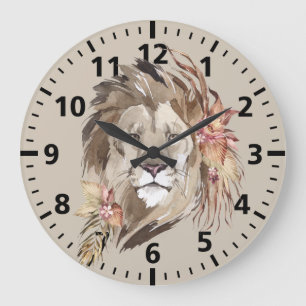 Lion Floral Wall Clock Große Wanduhr