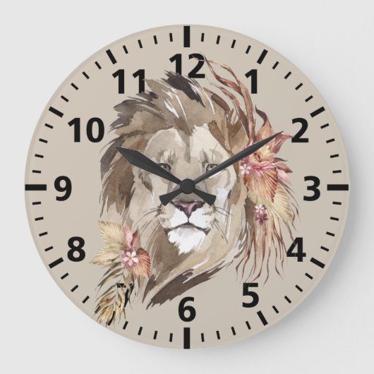 Lion Floral Wall Clock Große Wanduhr (Vorderseite)