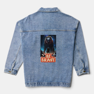 Lion Foto Print Women's Custom Denim Jean Jacke