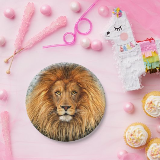 Lion Fotografie Malgrafiebild Pappteller (Party)