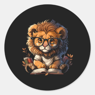 Lion für Bücher lesen, die für Buchleser gelesen w Runder Aufkleber
