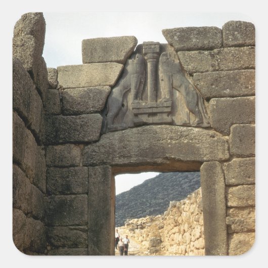 Lion Gate über dem Eingang Quadratischer Aufkleber (Vorderseite)