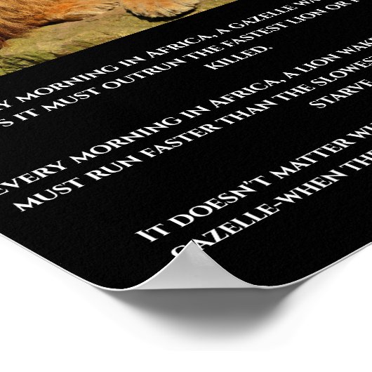 Lion & Gazelle African Quote Poster (Ecke)