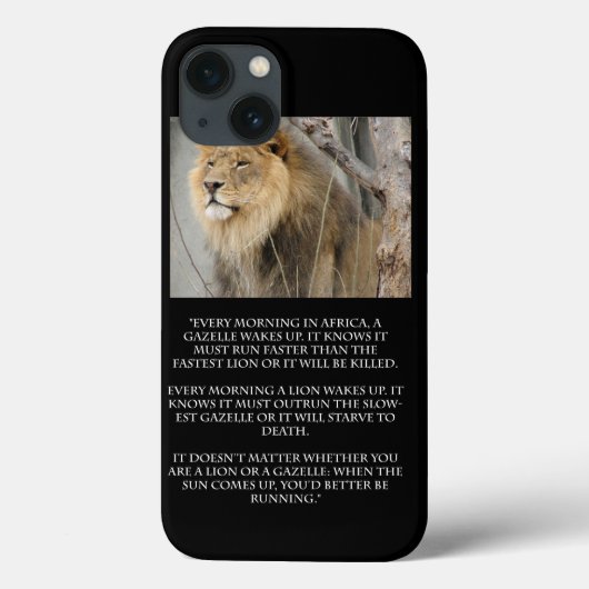 Lion Gazelle Running Quote Cell Phone iPhone Case (Rückseite)