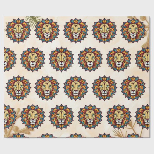"Lion Geometric Pattern" Geschenkpapier (Flach)