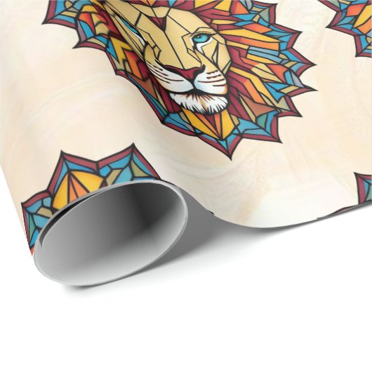 "Lion Geometric Pattern" Geschenkpapier (Rolleneckpunkt)
