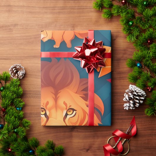 Lion Geometric Personalisiertes Muster Geschenkpapier (Feiertagsgeschenk)