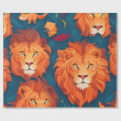 Lion Geometric Personalisiertes Muster Geschenkpapier (Flach)