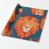 Lion Geometric Personalisiertes Muster Geschenkpapier (Ungerollt)