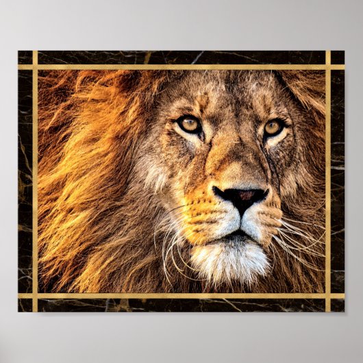 Lion-Gesichtspresse Schließen Foto Image Print Pos Poster (Vorne)