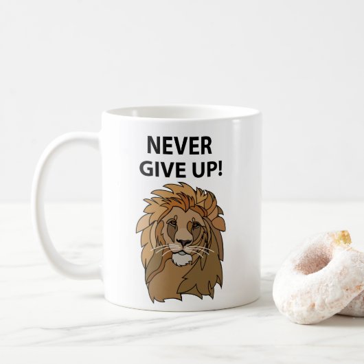 Lion gibt nie Lion auf Kaffeetasse (Mit Donut)