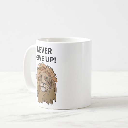 Lion gibt nie Lion auf Kaffeetasse (Vorderseite Links)