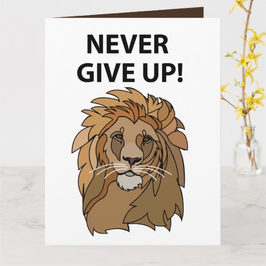 Lion gibt nie Lion auf Karte (Gelbe Blume)