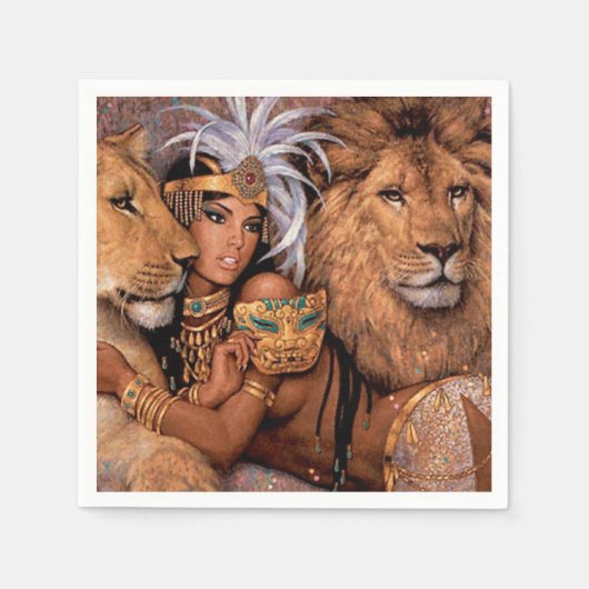Lion Goddess Ägyptische Prinzessin Napkin Serviette (Vorderseite)