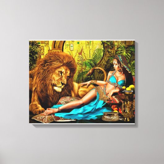 Lion Goddess Egyptian Princ Stretched Canvas Print Leinwanddruck (Vorderseite)