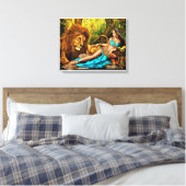Lion Goddess Egyptian Princ Stretched Canvas Print Leinwanddruck (Insitu (Schlafzimmer))