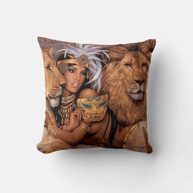 Lion Goddess Egyptian Princess Pillow Kissen (Vorderseite)
