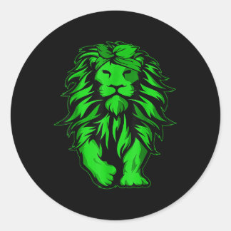 Lion Green Bandana Mental Health Awarve Survivo Runder Aufkleber