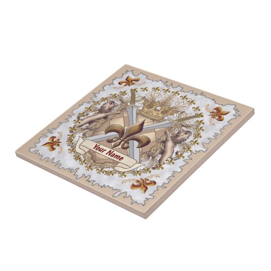 Lion Griffin Shield-Nachname Fliese (Seite)