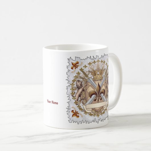Lion Griffin Shield-Nachname Kaffeetasse (VorderseiteRechts)