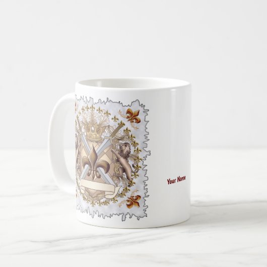 Lion Griffin Shield-Nachname Kaffeetasse (Vorderseite Links)
