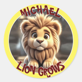 Lion Grows Runder Aufkleber