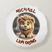 Lion Grows Rundes Kissen (Rückseite)