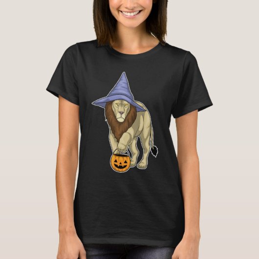 Lion Halloween Witch Pumpkin T-Shirt (Vorderseite)