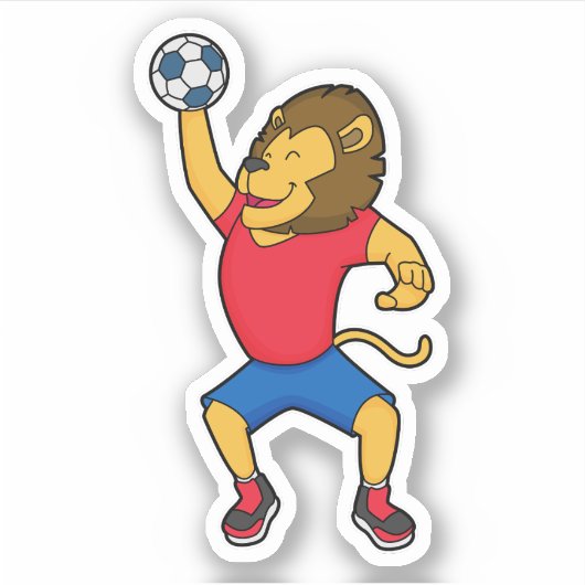 Lion Handball Spieler Handball Aufkleber (Vorderseite)
