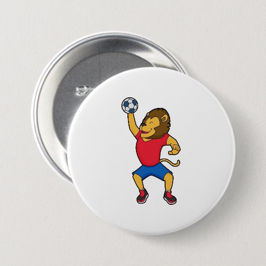 Lion Handball Spieler Handball Button (Vorne & Hinten)