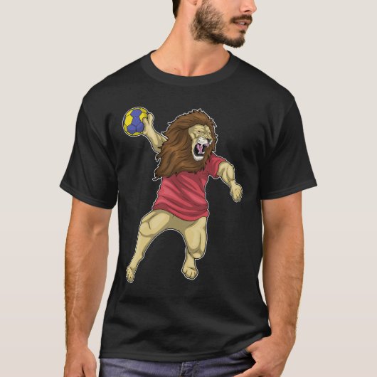 Lion Handball Spieler Handball T-Shirt (Vorderseite)