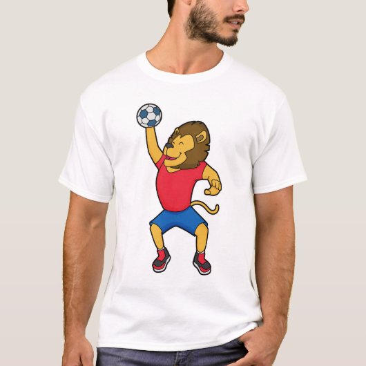 Lion Handball Spieler Handball T-Shirt (Vorderseite)