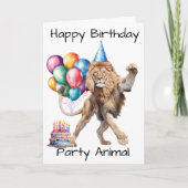 Lion Happy Birthday Party Animal Karte (Vorderseite)