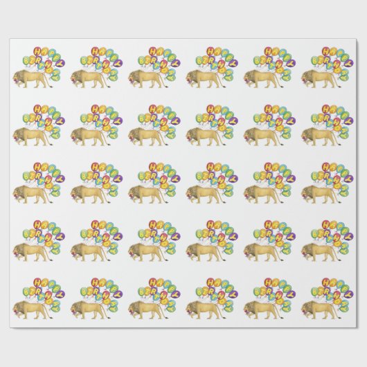 Lion Happy Birthday Wrapping Paper Geschenkpapier (Flach)