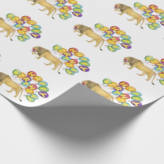 Lion Happy Birthday Wrapping Paper Geschenkpapier (Ecke)