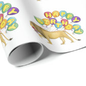 Lion Happy Birthday Wrapping Paper Geschenkpapier (Rolleneckpunkt)