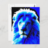 Lion Head Blue Postkarte (Vorne/Hinten)