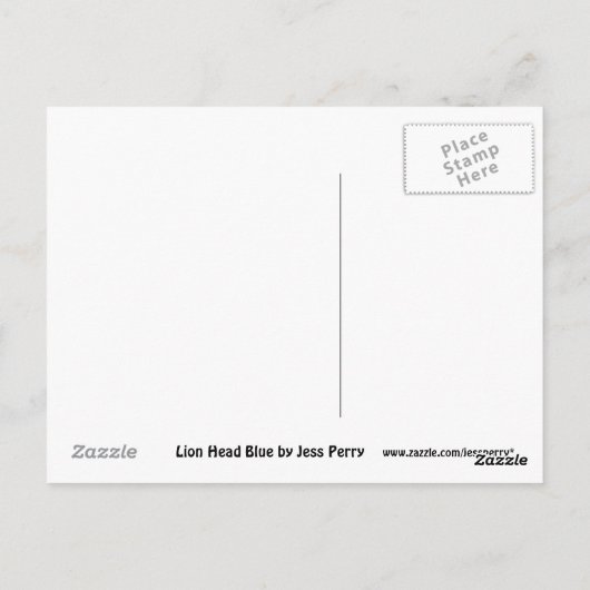 Lion Head Blue Postkarte (Rückseite)