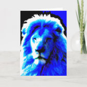 Lion Head Blue "Your Text" Grüße Karte (Vorderseite)