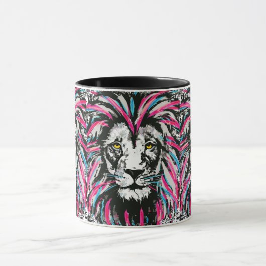 Lion Head Coffee Tasse | Blue Pink Lion Coffee Cup (Zentrum)