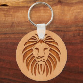 Lion head engraved on wood design schlüsselanhänger (Vorderseite)