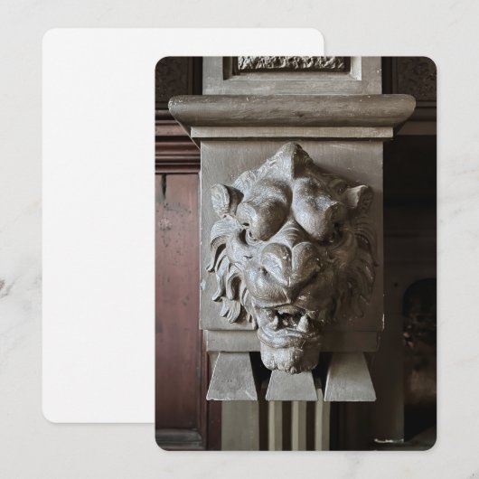 Lion Head Flat Holiday Card Feiertagskarte (Vorne/Hinten)